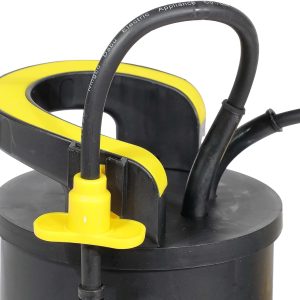 Wiltec Tauchpumpe mit Schwimmer 400 W, flachabsaugende Pumpe bis 1 mm, Tiefbrunnenpumpe 5 m Förderhöhe und 7 m Tiefe, Flachsaugerpumpe für Klarwasser 14