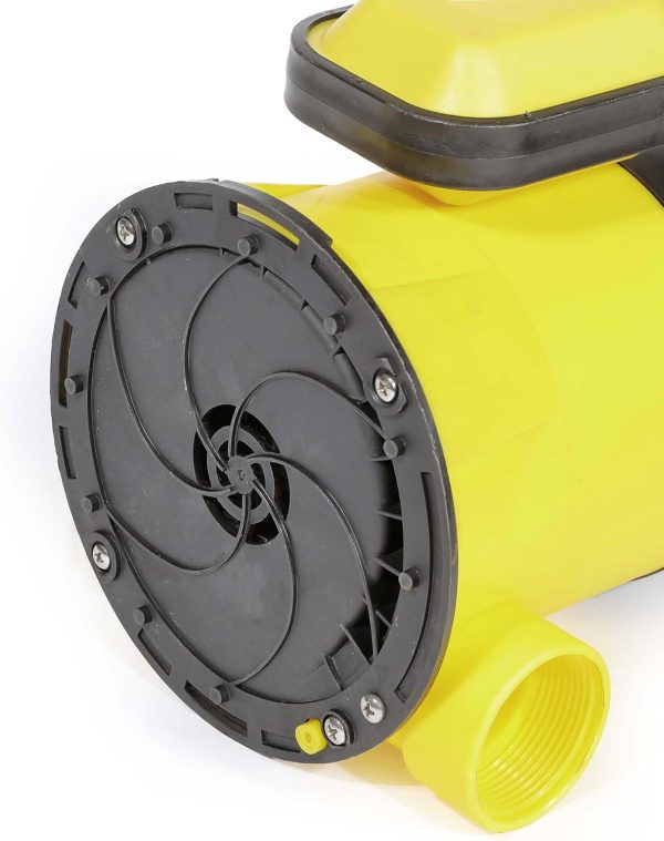 Wiltec Tauchpumpe mit Schwimmer 400 W, flachabsaugende Pumpe bis 1 mm, Tiefbrunnenpumpe 5 m Förderhöhe und 7 m Tiefe, Flachsaugerpumpe für Klarwasser 5