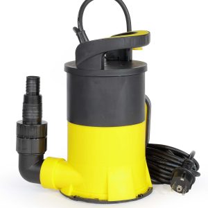 Wiltec Tauchpumpe mit Schwimmer 400 W, flachabsaugende Pumpe bis 1 mm, Tiefbrunnenpumpe 5 m Förderhöhe und 7 m Tiefe, Flachsaugerpumpe für Klarwasser 20