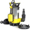 Wiltec 3 in 1 Flachsauger Tauchpumpe Edelstahl 550 W, Schmutzwasserpumpe 12500 l/h, Flachwasserpumpe mit Schwimmer, Flachsaugpumpe für Keller 2