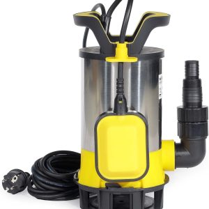 Wiltec 3 in 1 Flachsauger Tauchpumpe Edelstahl 550 W, Schmutzwasserpumpe 12500 l/h, Flachwasserpumpe mit Schwimmer, Flachsaugpumpe für Keller 18