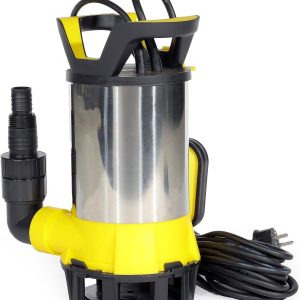 Wiltec 3 in 1 Flachsauger Tauchpumpe Edelstahl 550 W, Schmutzwasserpumpe 12500 l/h, Flachwasserpumpe mit Schwimmer, Flachsaugpumpe für Keller 22