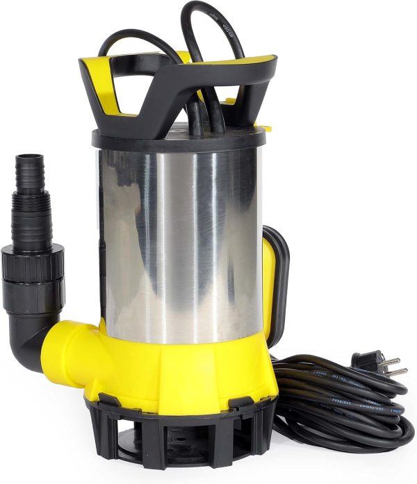 Wiltec 3 in 1 Flachsauger Tauchpumpe Edelstahl 550 W, Schmutzwasserpumpe 12500 l/h, Flachwasserpumpe mit Schwimmer, Flachsaugpumpe für Keller 8